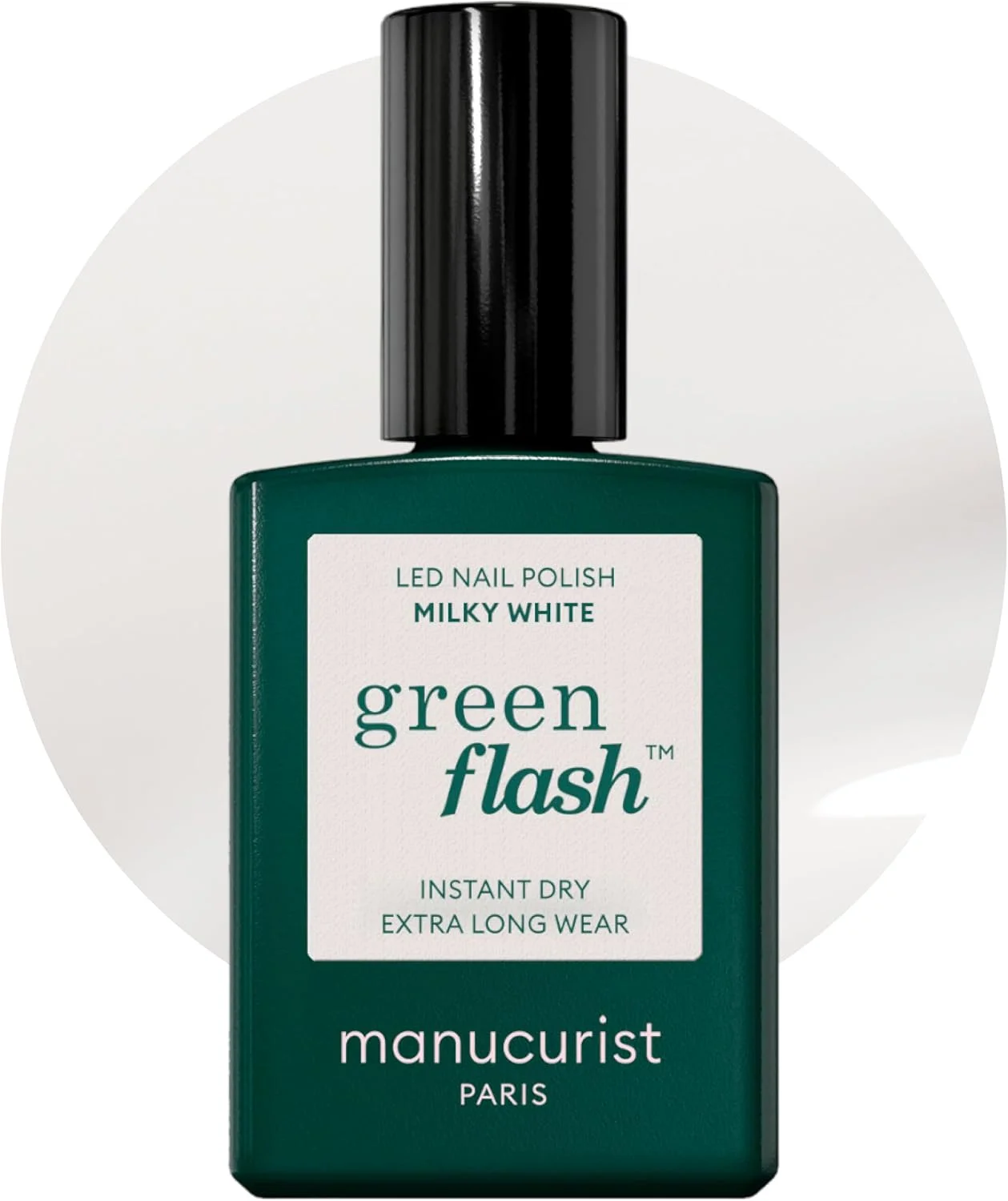 لاک ناخن نیمه دائمی Manucurist Green Flash™ رنگ سفید شیری - ژل ناخن طبیعی - لاک ژل نیمه دائمی UV - لاک ژل - مانیکور حرفه ای برای بانوان