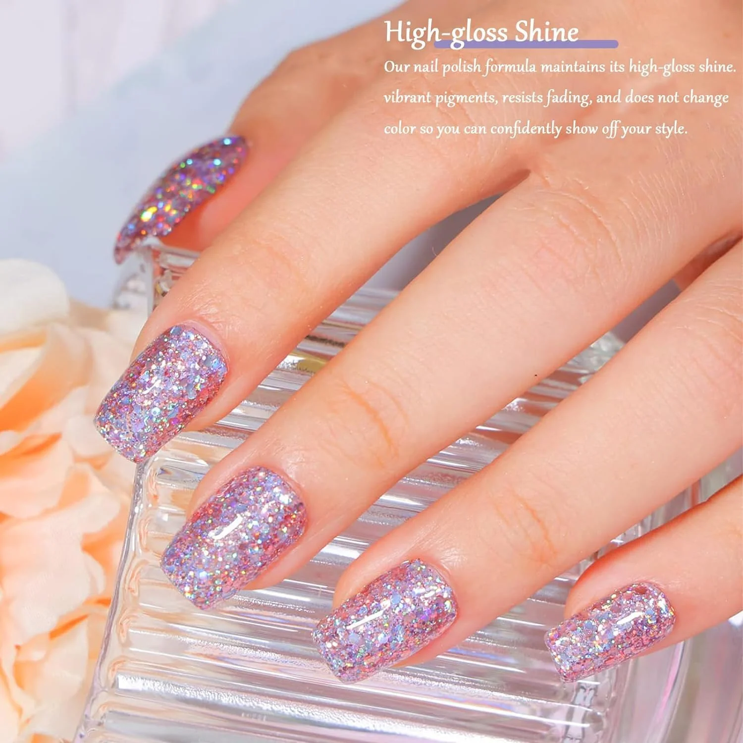 مجموعه لاک ژل اکلیلی براق Excefore، لاک ناخن مرواریدی بنفش پری دریایی - مجموعه لاک ناخن 6 رنگ بهاری، لاک ژل UV - کیت استارتر ناخن هدیه روز ولنتاین برای خانم ها