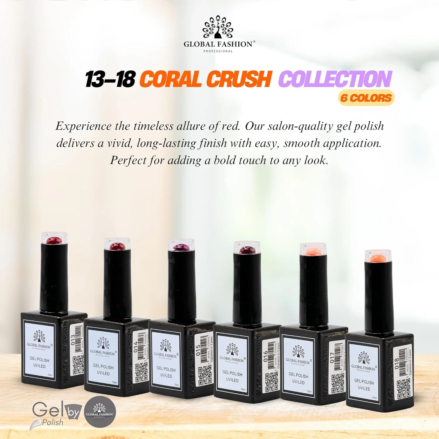 ست لاک ژل Coral Crush – شامل 6 رنگ ژلی یو وی ال ای دی به همراه بیس و تاپ کت، 15 میل، با پوشش براق و ماندگاری بالا، کیت حرفه ای طراحی ناخن برای نوجوانان، هدیه، مناسب برای استفاده در منزل و سالن