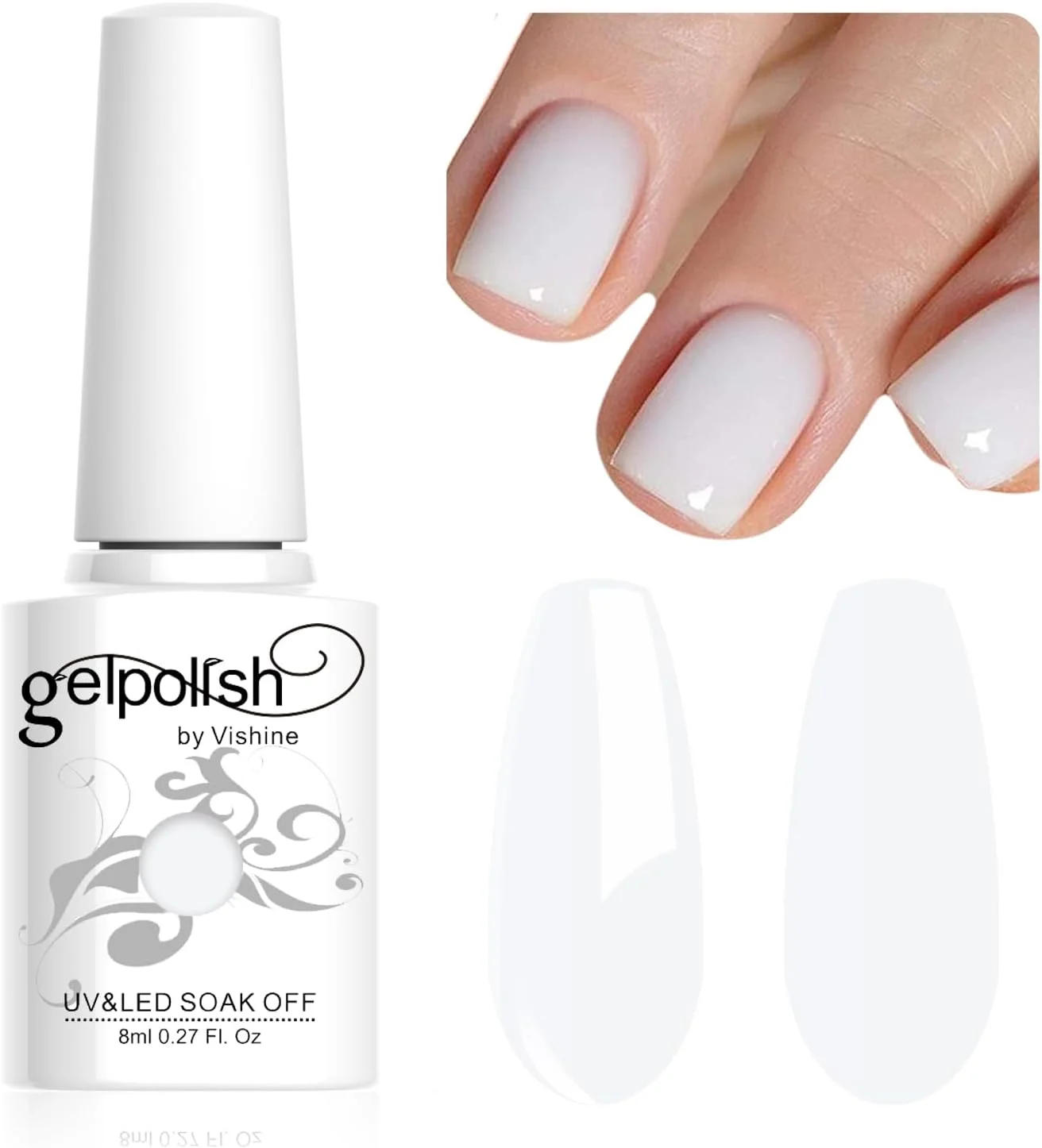 لاک ژل ناخن ویشاین، ژل ژله ای سفید شیری، لاک خیساندنی LED، مانیکور ناخن 8 میلی لیتر