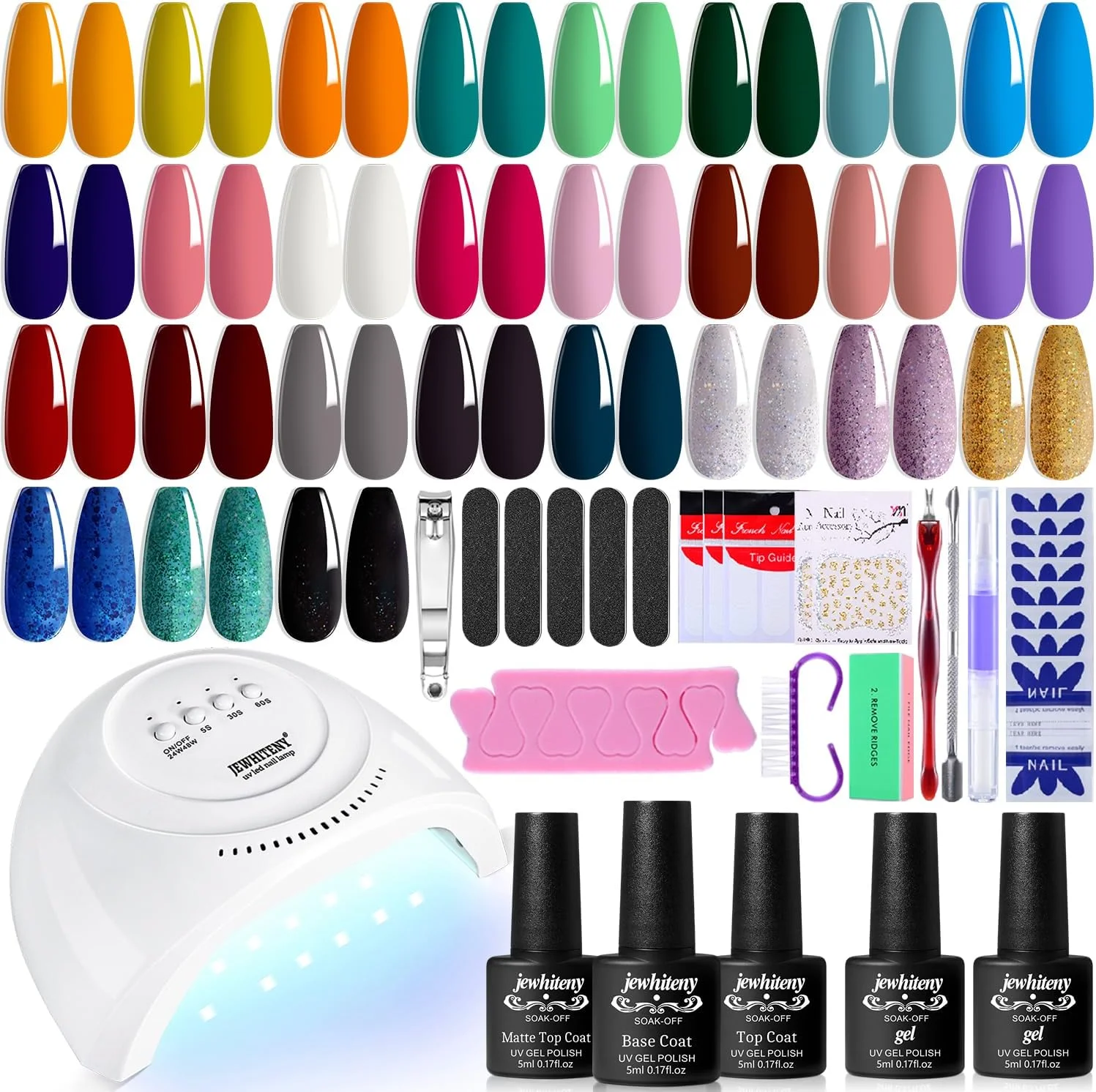 مجموعه لاک ژل ۲۷ رنگ به همراه دستگاه یو وی، ست لاک ژل محبوب برای استفاده در خانه، ابزار مانیکور ناخن