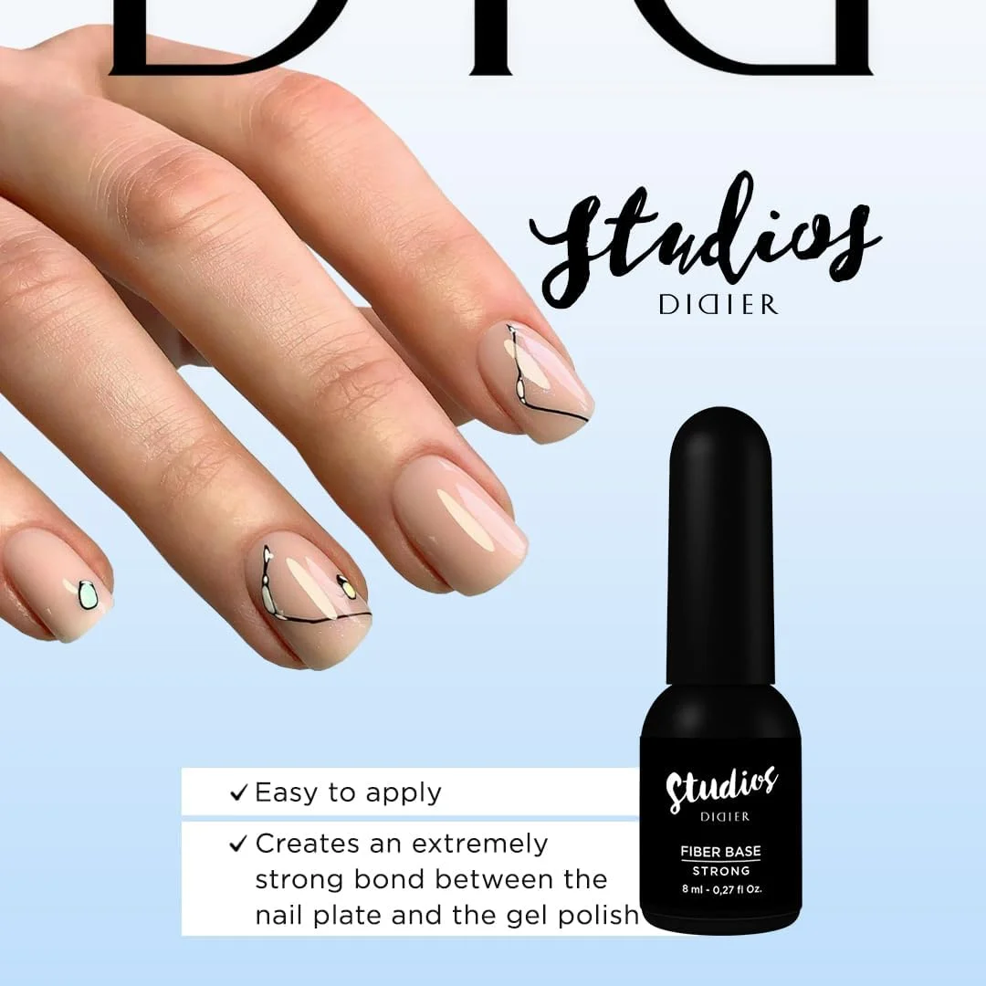 مجموعه لاک ژل ناخن پریمیوم DIDIER LAB - بیس کت فیبر ناخن قوی - تاپ کت ژل فوق العاده براق بدون نیاز به دستمال - ژل لاک ناخن شفاف - مجموعه لاک ژل LED UV Soak Off
