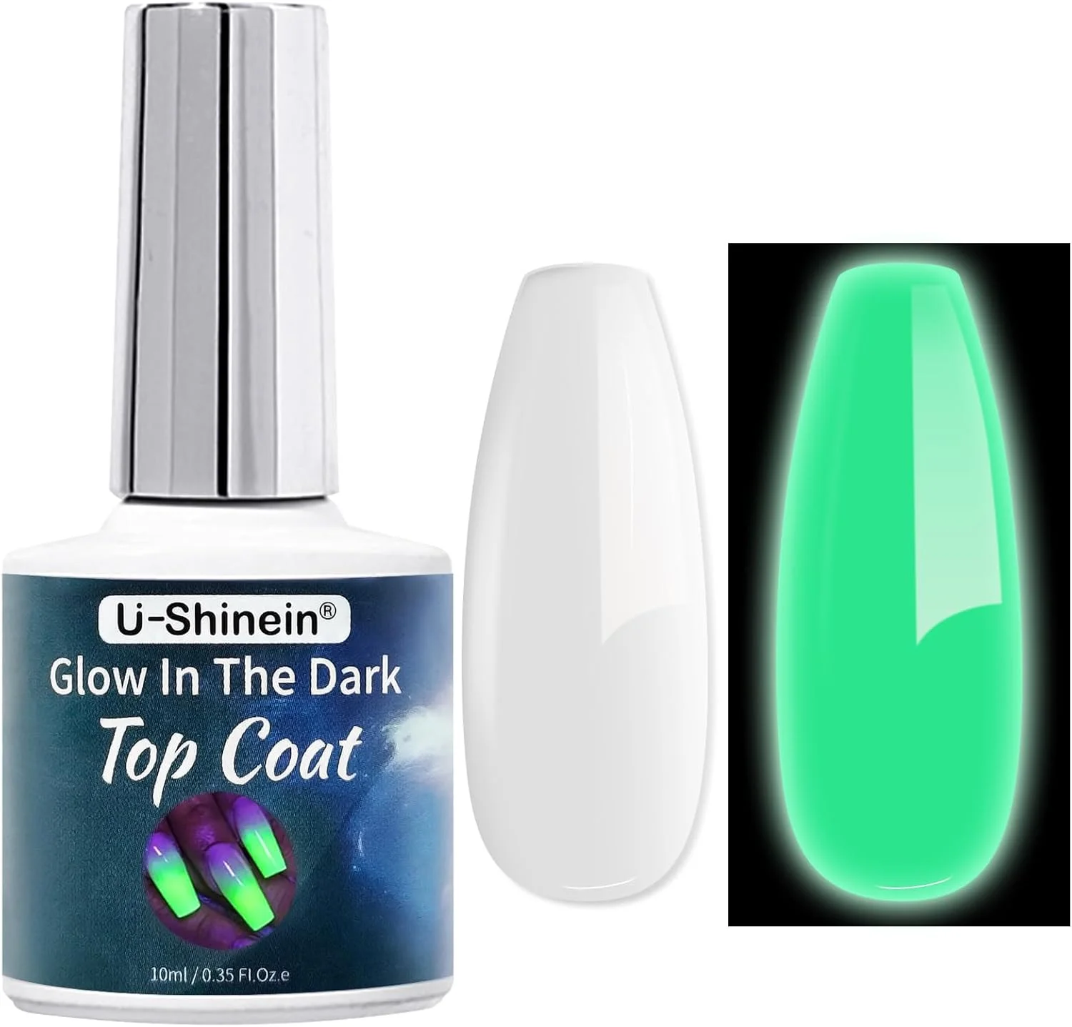 ژل شب‌تاب، تاپ کت ناخن شفاف شب‌تاب، تاپ کت ژل ناخن درخشان بادوام برای طراحی ناخن، نیاز به UV LED، مناسب برای هر رنگ، سالن حرفه‌ای، DIY خانگی