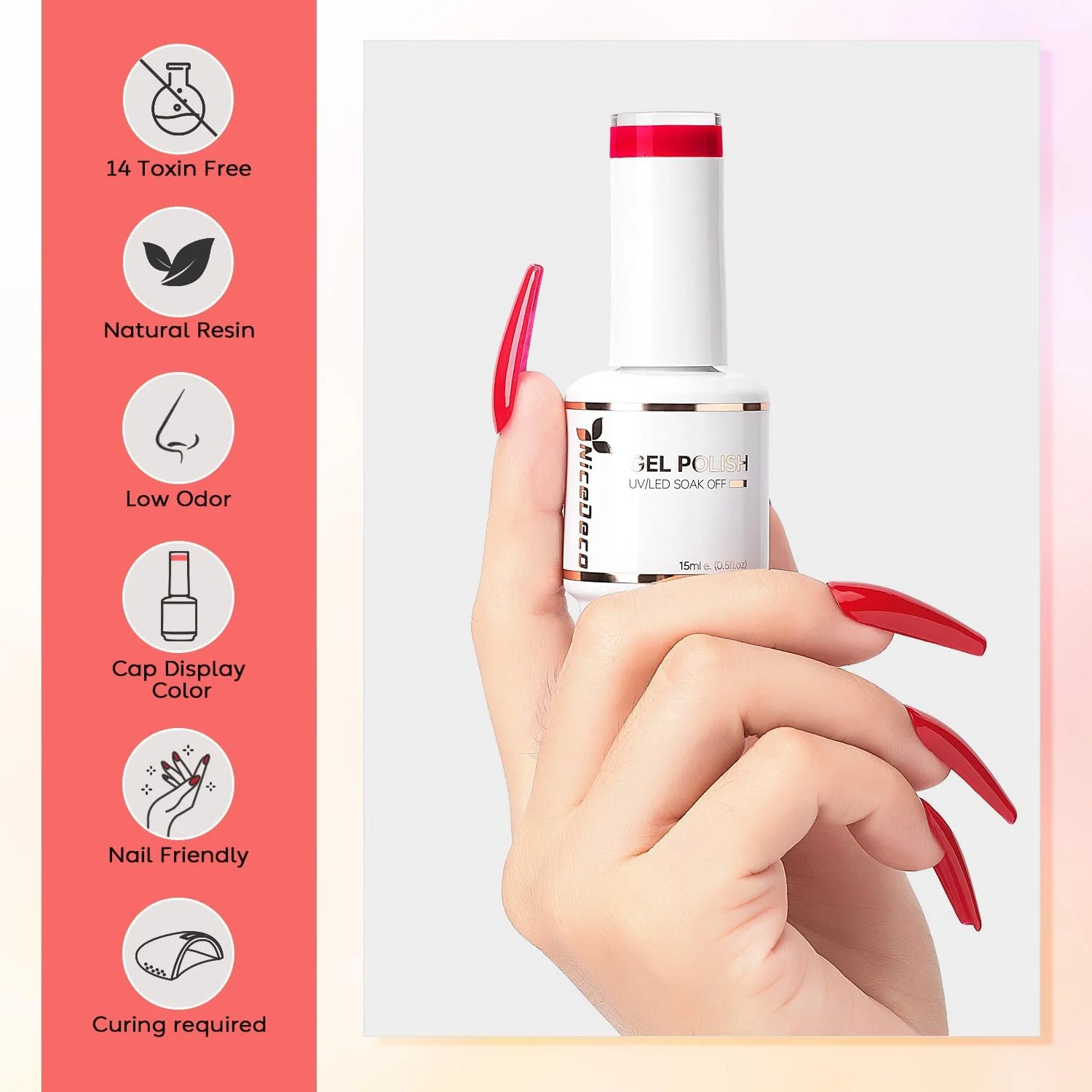 لاک ژل ناخن قرمز نیکودکو 15 میلی لیتر، لاک ژل یو وی ال ای دی شماره 011