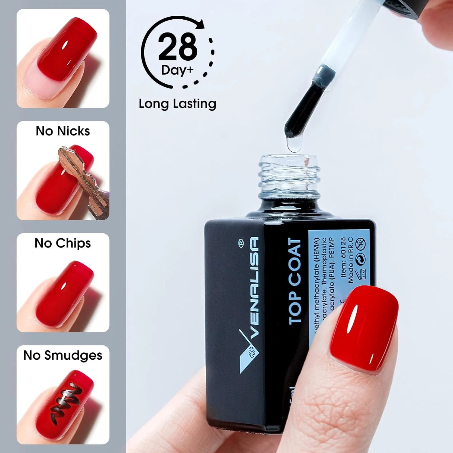 وی ویـنالیزا، لاک ژل 15 میلی لیتری، ست تاپ کت و بیس کت بدون نیاز به پاک کردن، لاک ژل براق و بادوام