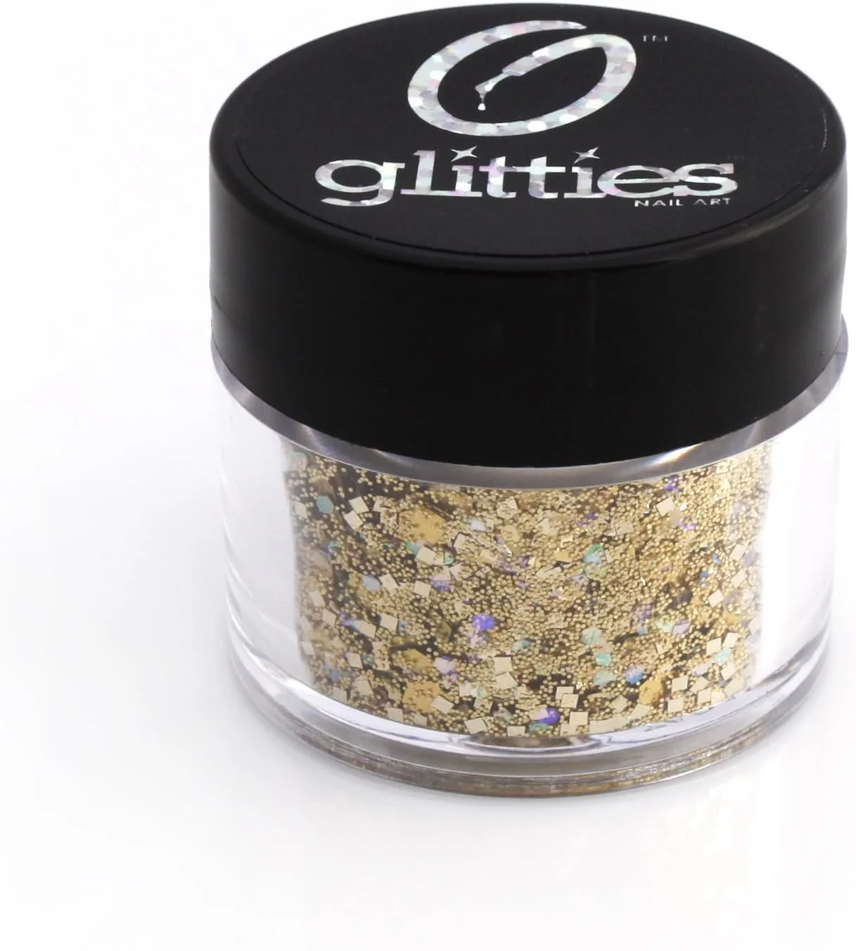 مخلوط اکلیل هولوگرافیک درشت طلایی GLITTIES - برای طراحی ناخن، لاک ژل اکریلیک، تزیین مو برای جشن و پارتی (Gold Rush)