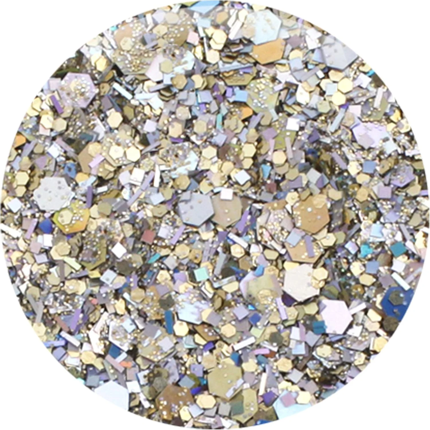 میکس اکلیل های درشت طلایی هولوگرافیک - برای طراحی ناخن، ژل اکریلیک، تزئین مو در جشنواره ها (فلزات گرانبها)