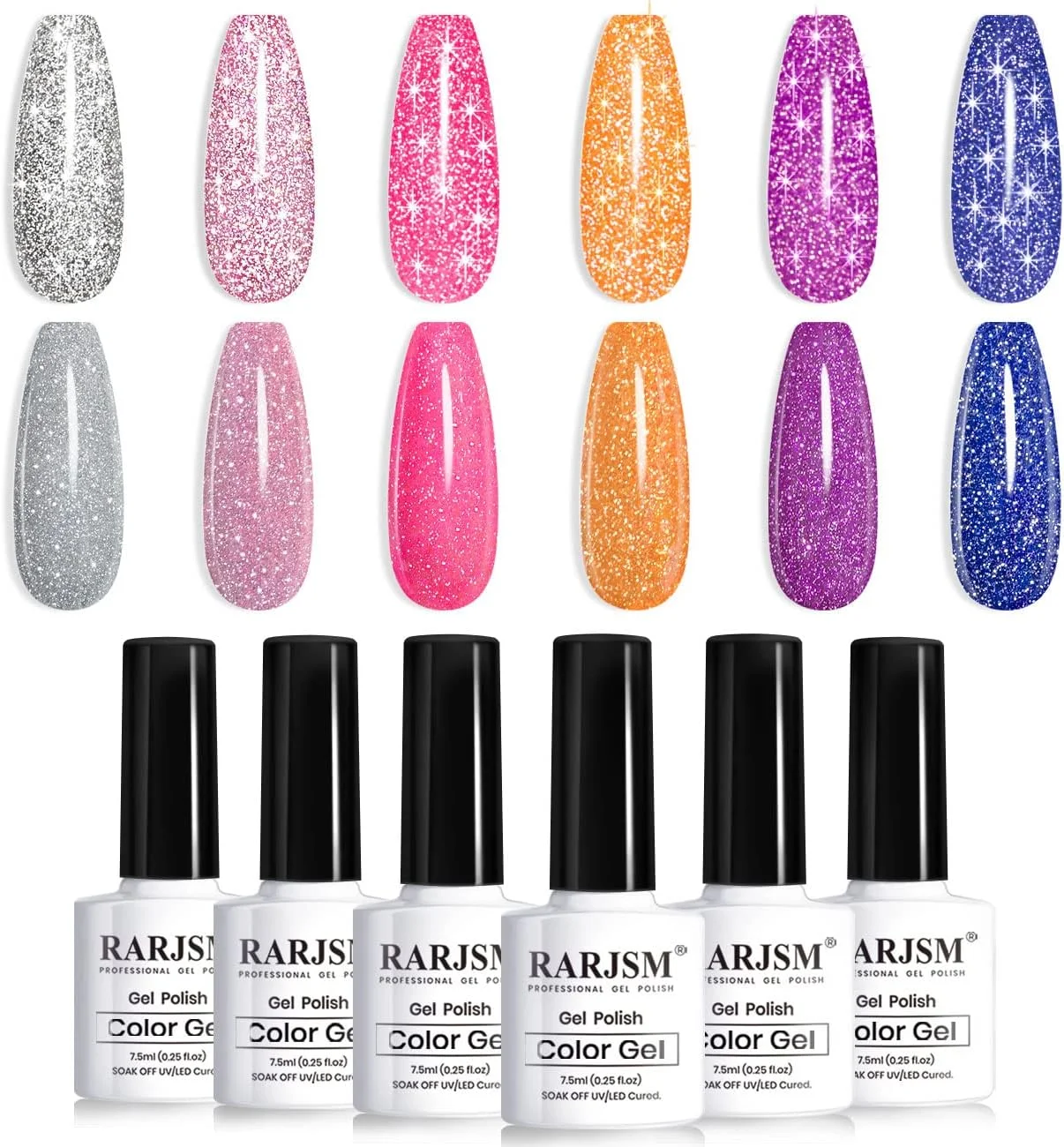 مجموعه لاک ژل اکلیلی بازتابنده RARJSM، شامل 6 رنگ نئون صورتی، اکلیلی نارنجی، بنفش، آبی و نقره ای، رنگدانه های درخشان، لاک ژل اکلیلی با جلوه دیسکو، 7.5 میلی لیتر، مناسب برای خشک شدن با دستگاه UV/LED در خانه و سالن مجموعه لاک ژل اکلیلی بازتابنده RARJSM، شامل 6 رنگ نئون صورتی، اکلیلی نارنجی، بنفش، آبی و نقره ای، رنگدانه های درخشان، لاک ژل اکلیلی با جلوه دیسکو، 7.5 میلی لیتر، مناسب برای خشک شدن با دستگاه UV/LED در خانه و سالن