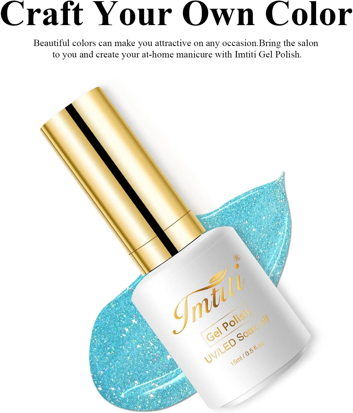 لاک ناخن اکلیلی UV ایمتیتی، 1 عدد 15 میلی لیتر لاک ژل اکلیلی آبی روشن، لاک ژل UV LED، لاک ناخن DIY، کیت لاک ژل سالنی مانیکور مبتدی برای زنان و دختران
