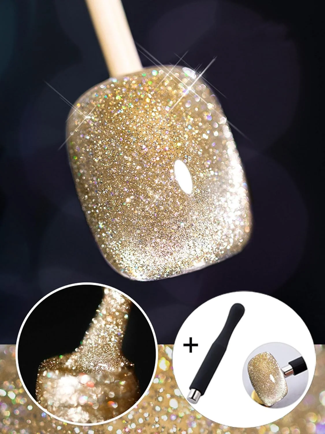 ست لاک ناخن، لاک ژل، لاک ژل چشم گربه ای، اکلیلی با کیت چوب مغناطیسی، رنگ های فوق العاده براق، ماندگاری طولانی، نیاز به UV LED، خشک شدن سریع، طراحی مغناطیسی ناخن (08)