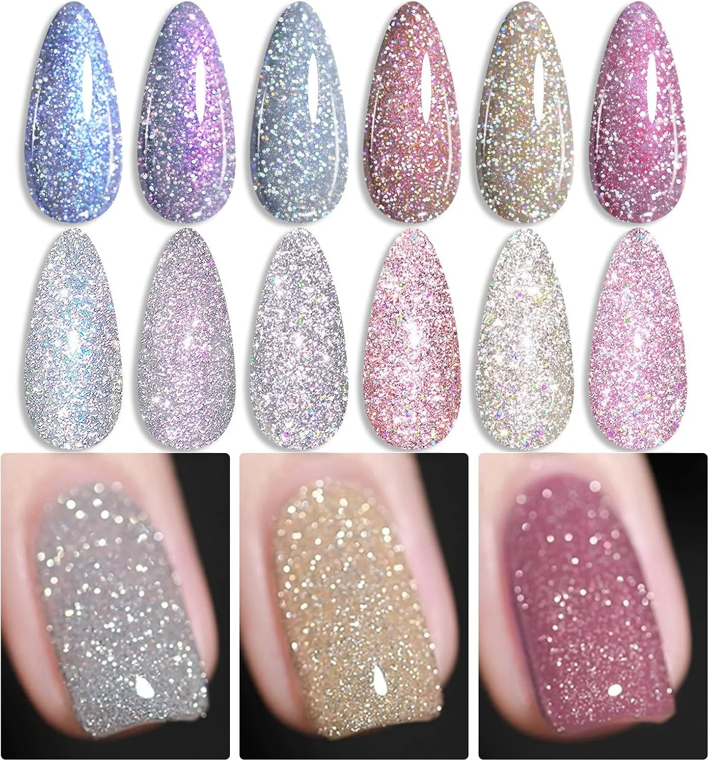 لاک ژل ناخن اکلیلی هولوگرافیک بورن پریتی، مناسب برای طراحی ناخن های درخشان