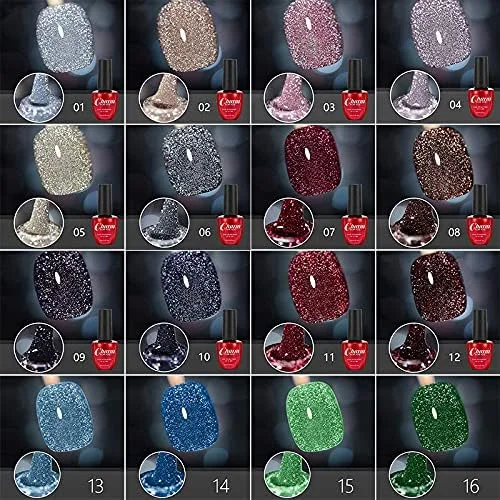 ژل ناخن اکلیلی سبز کریسمس ورونی، ژل ناخن بازتابنده الماس درخشان، ژل ناخن UV خیسانده شده با اکلیل سبز تیره روشن، ژل دیسکو الماس شکسته برای مهمانی هالووین (16)