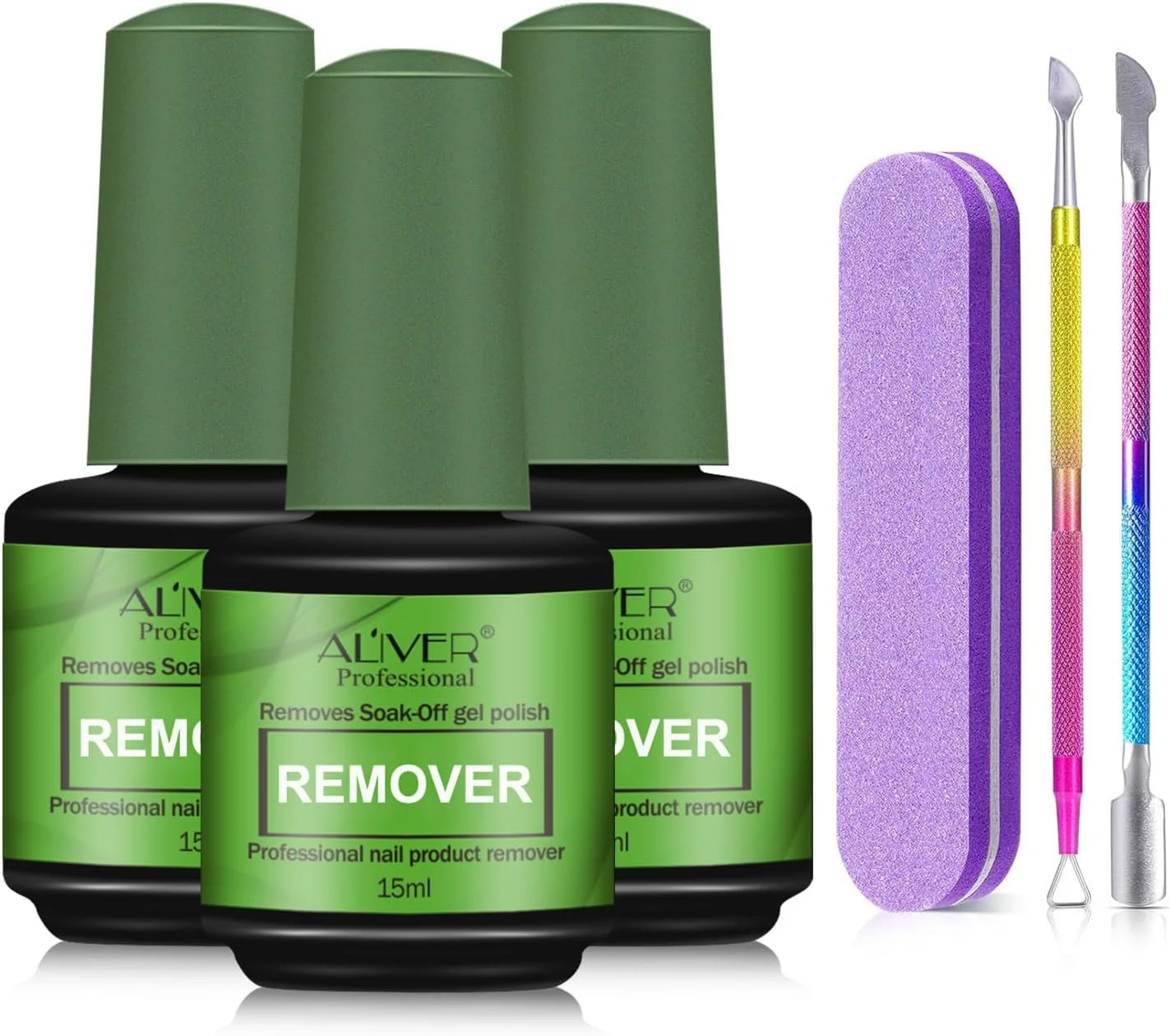 محلول پاک کننده لاک ژل آلیور - بسته 3 عددی به همراه ابزار، 15 میلی لیتر محلول جادویی پاک کننده لاک ژل، پاک کننده سریع لاک ژل محلول پاک کننده لاک ژل آلیور - بسته 3 عددی به همراه ابزار، 15 میلی لیتر محلول جادویی پاک کننده لاک ژل، پاک کننده سریع لاک ژل
