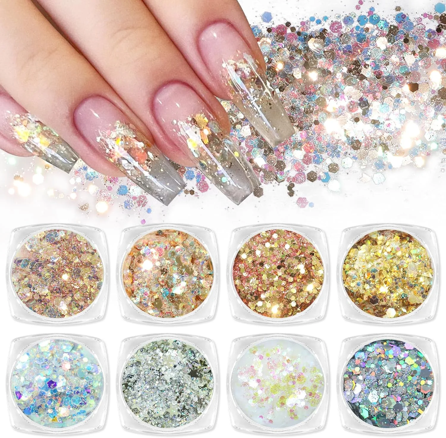 پودر اکلیل ناخن Laza، پودر درخشان الماس، پولک های رنگین کمانی درشت، اکلیل های تزئینی فویل برای لوازم جانبی طراحی ناخن، لاک ژل ناخن، آرایش پری دریایی، رزین بدن - رقص پودر اکلیل ناخن Laza، پودر درخشان الماس، پولک های رنگین کمانی درشت، اکلیل های تزئینی فویل برای لوازم جانبی طراحی ناخن، لاک ژل ناخن، آرایش پری دریایی، رزین بدن - رقص