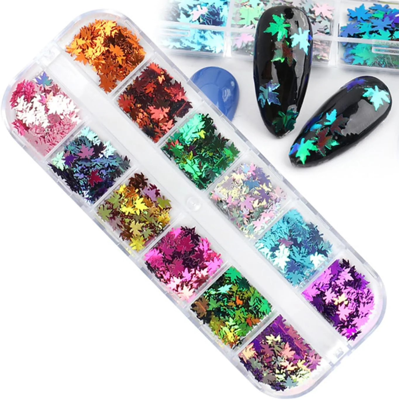 ورق های اکلیلی ناخن، 12 رنگ براق، فوق العاده نازک، طراحی پولک های فویل آلومینیومی، لوازم تزئینی اکریلیک سه بعدی برای طراحی ناخن خانم ها و دختران (برگ های افرا-A) ورق های اکلیلی ناخن، 12 رنگ براق، فوق العاده نازک، طراحی پولک های فویل آلومینیومی، لوازم تزئینی اکریلیک سه بعدی برای طراحی ناخن خانم ها و دختران (برگ های افرا-A)