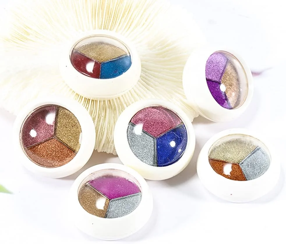 پودر اکلیل ناخن در 3 رنگ با 2 برس، دکوراسیون ناخن، جلوه آینه ای، کروم متالیک، تجهیزات مانیکور ناخن، لاک ژل