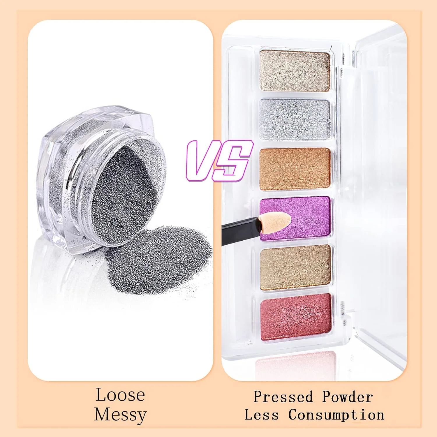 پالت پودر کروم ناخن با جلوه آینه ای متالیک، پیگمنت اکلیلی هولوگرافیک در رنگ های رزگلد، نقره ای و صورتی، دکوراسیون آسان هنر ناخن برای ناخن های خیره کننده با کیفیت سالن در خانه