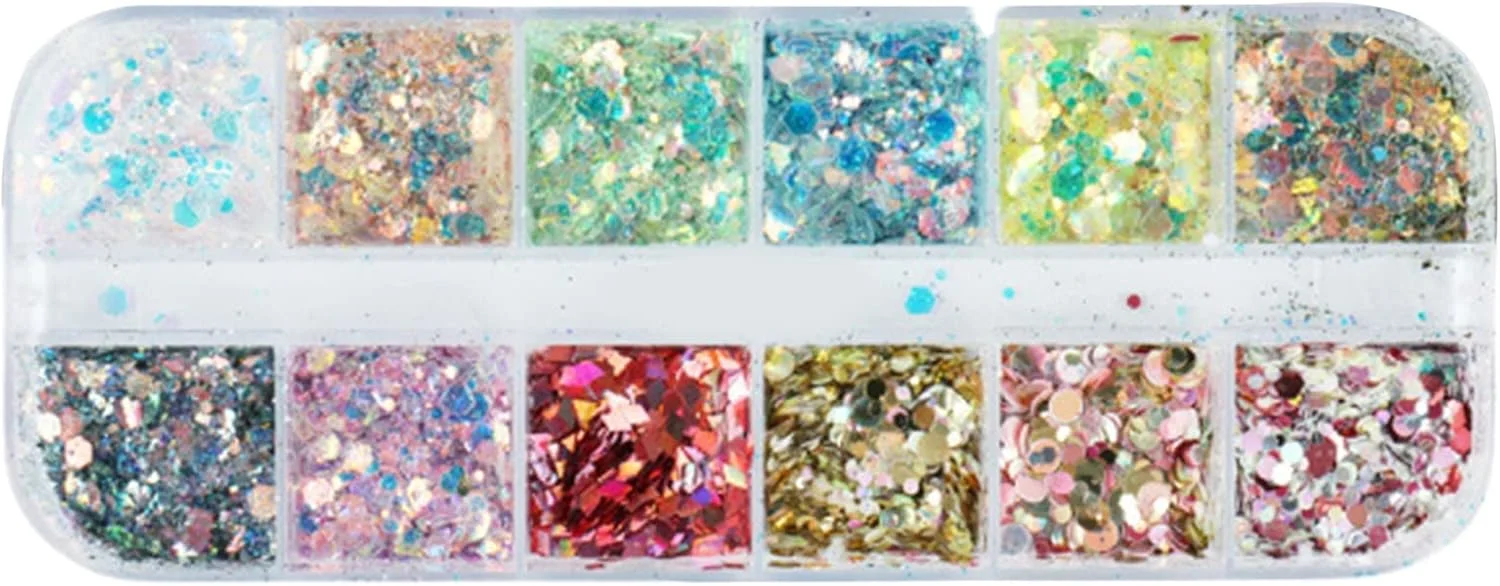 پودر اکلیل ناخن، پولک های براق تزئینی ناخن، هولوگرافیک DIY K پودر اکلیل ناخن، پولک های براق تزئینی ناخن، هولوگرافیک DIY K