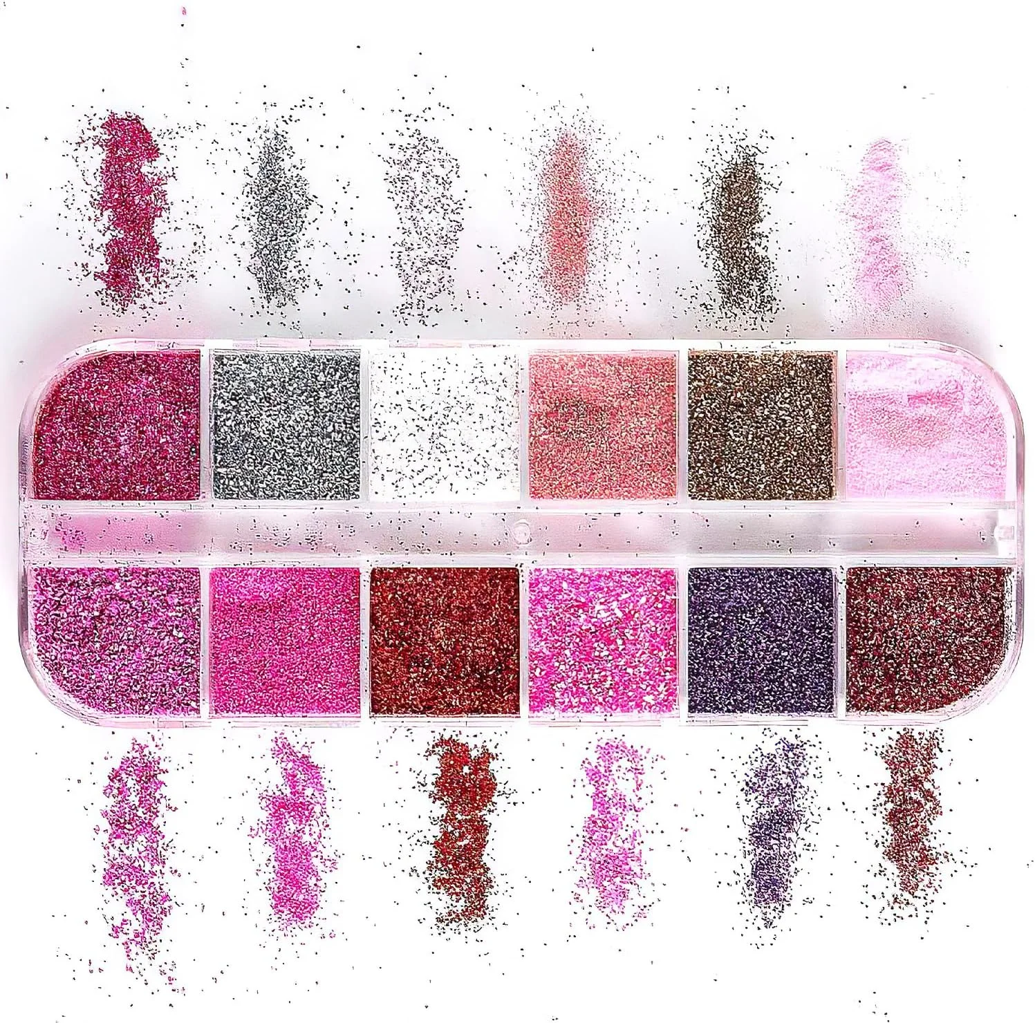 پولک ناخن CHANGAR در ۱۲ رنگ، پودر اکلیل ریز و درخشان الماس، اکلیل ناخن برای ناخن های اکریلیک، پولک اکلیل آرایشی برای رزین، اکلیل آرایشی برای صورت، بدن و چشم