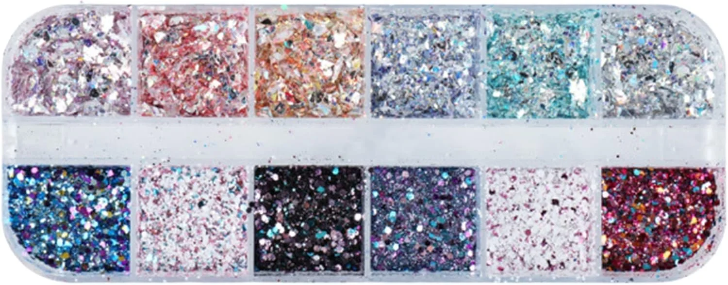 پودر اکلیل ناخن، پولک های تزئینی براق ناخن، هولوگرافیک DIY G پودر اکلیل ناخن، پولک های تزئینی براق ناخن، هولوگرافیک DIY G