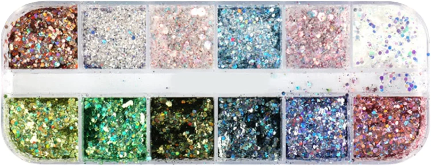 پودر اکلیل ناخن، پولک های اکلیلی تزئینی براق برای ناخن، هولوگرافیک، مناسب برای طراحی ناخن
