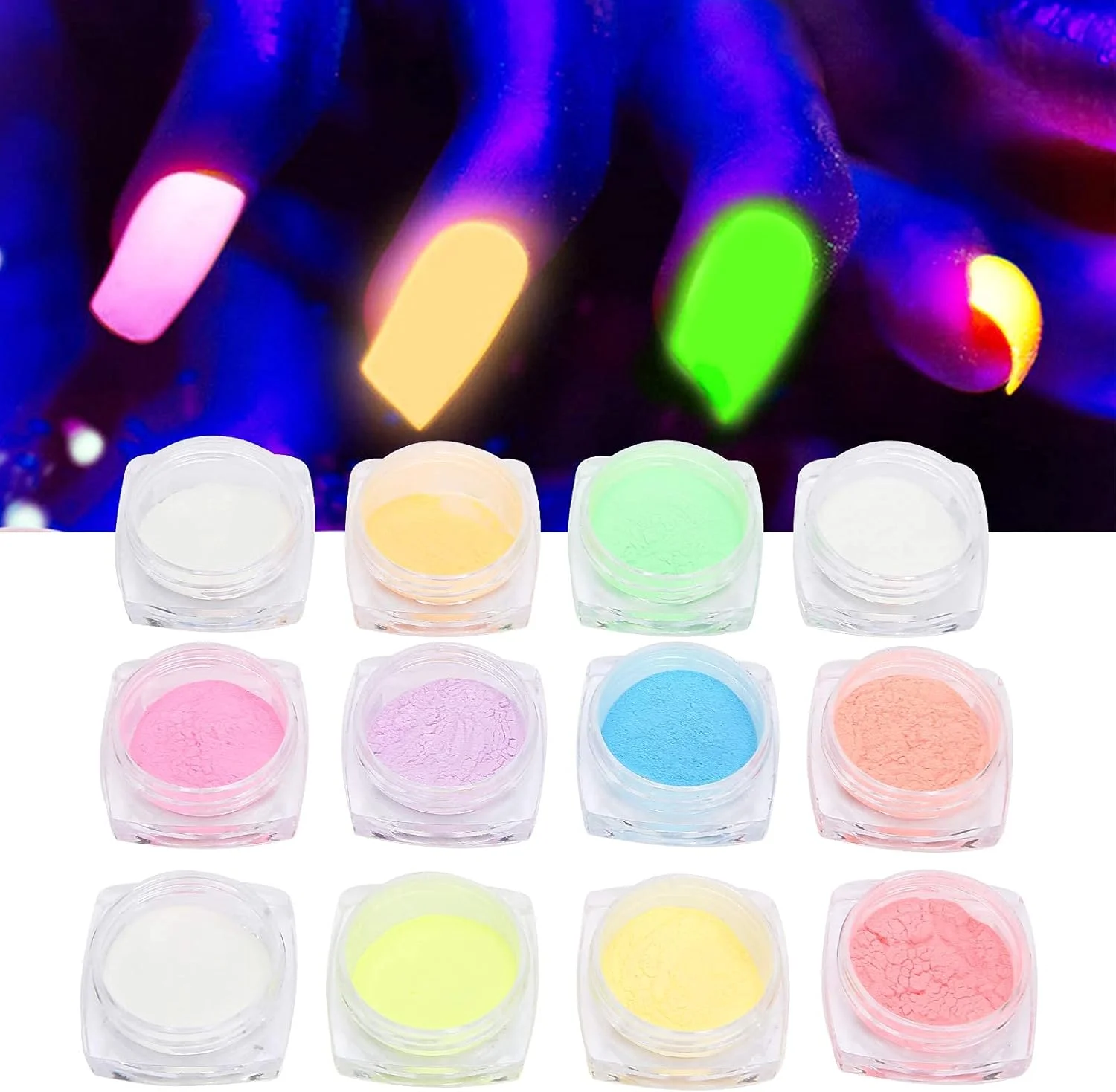پودر فلورسنت ناخن DIY، پودر اکلیل ناخن فلورسنت مناسب برای استفاده شخصی، آرایش بانوان، آرایشگاه ها و لوازم آرایشی