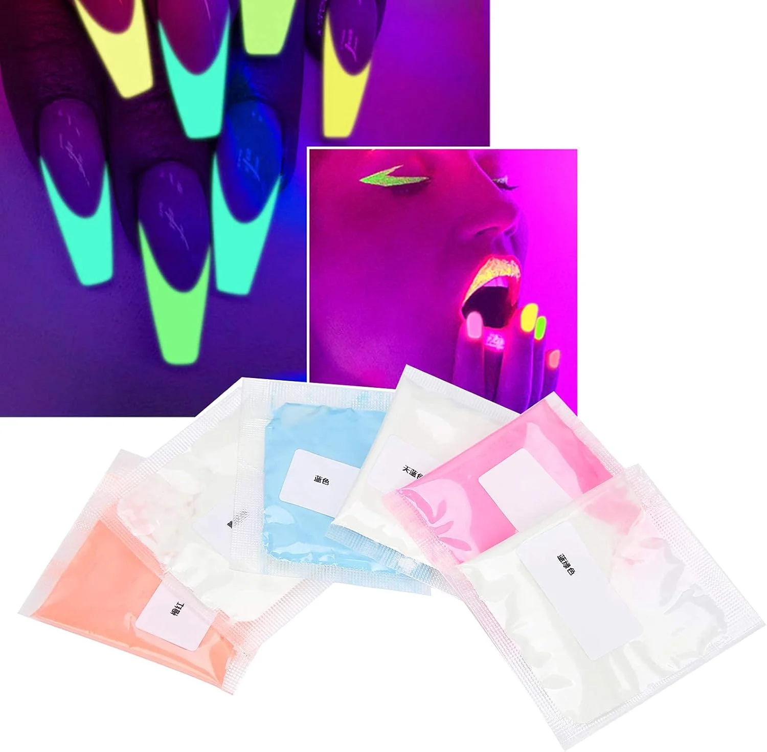 پودر فلورسنت ناخن DIY، پودر اکلیل ناخن با اثر ماندگاری طولانی برای لوازم آرایشی، سالن آرایش مو، آرایش بانوان و استفاده شخصی