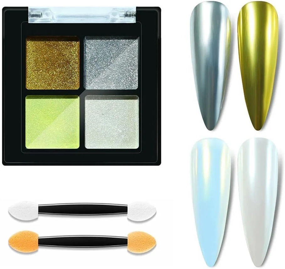 پودر آینه ای هولوگرافیک هنر ناخن جامد 12 رنگ، پودر درخشان هنر ناخن، رنگدانه براق ناخن، ابزار تزئین مانیکور DIY