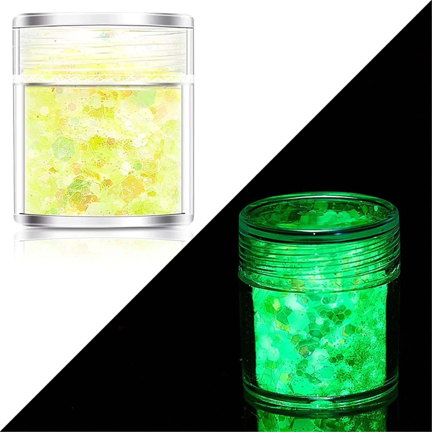 پولک های درخشان طراحی ناخن، پولک های اکلیلی هولوگرافیک طراحی ناخن، پودر پولک های اکلیلی درخشان در تاریکی، ناخن سه بعدی برای تزئین ناخن، برچسب های DIY (H)