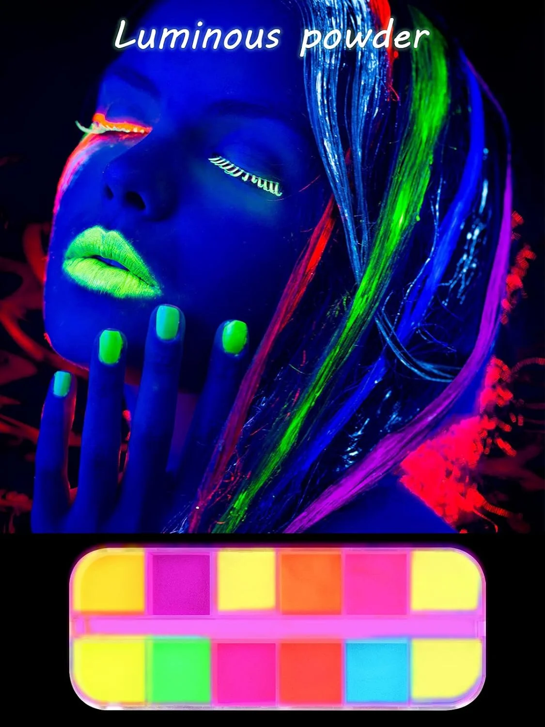 مجموعه پودر ناخن کالولاری 24 رنگ، پودر ناخن نئونی رنگی، پودر رنگدانه درخشان ناخن، اکریلیک فلورسنت روشن، اکلیل ناخن برای سایه چشم، برق لب، تزئین ناخن