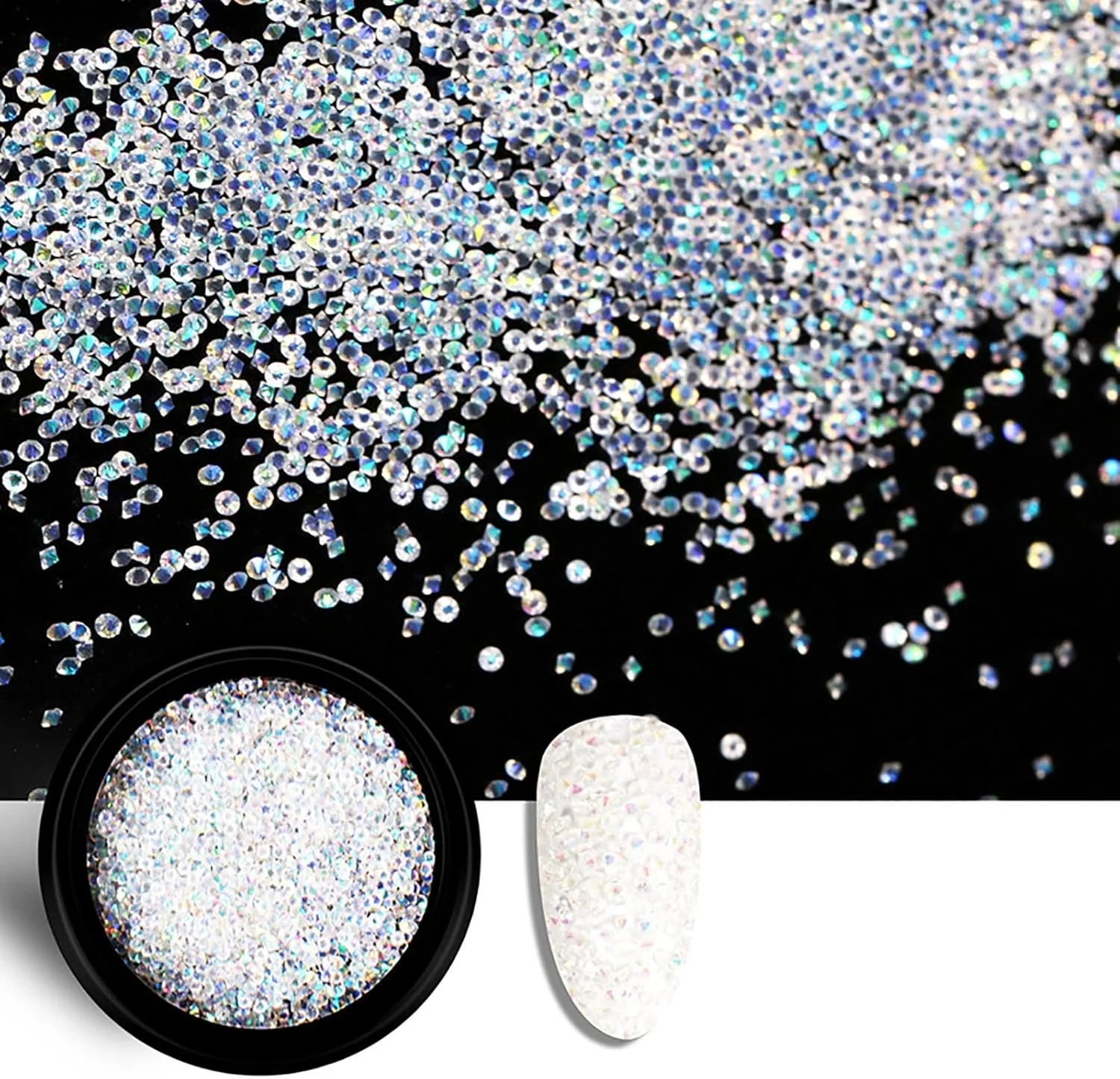 پودر الماس خرد شده کریستالی ناخن، پودر اکلیل ناخن الماس، جلوه الماس خرد شده کریستالی، لوازم جانبی جواهرات ناخن، لوازم جانبی ناخن DIY، موچین مناسب برای نگین