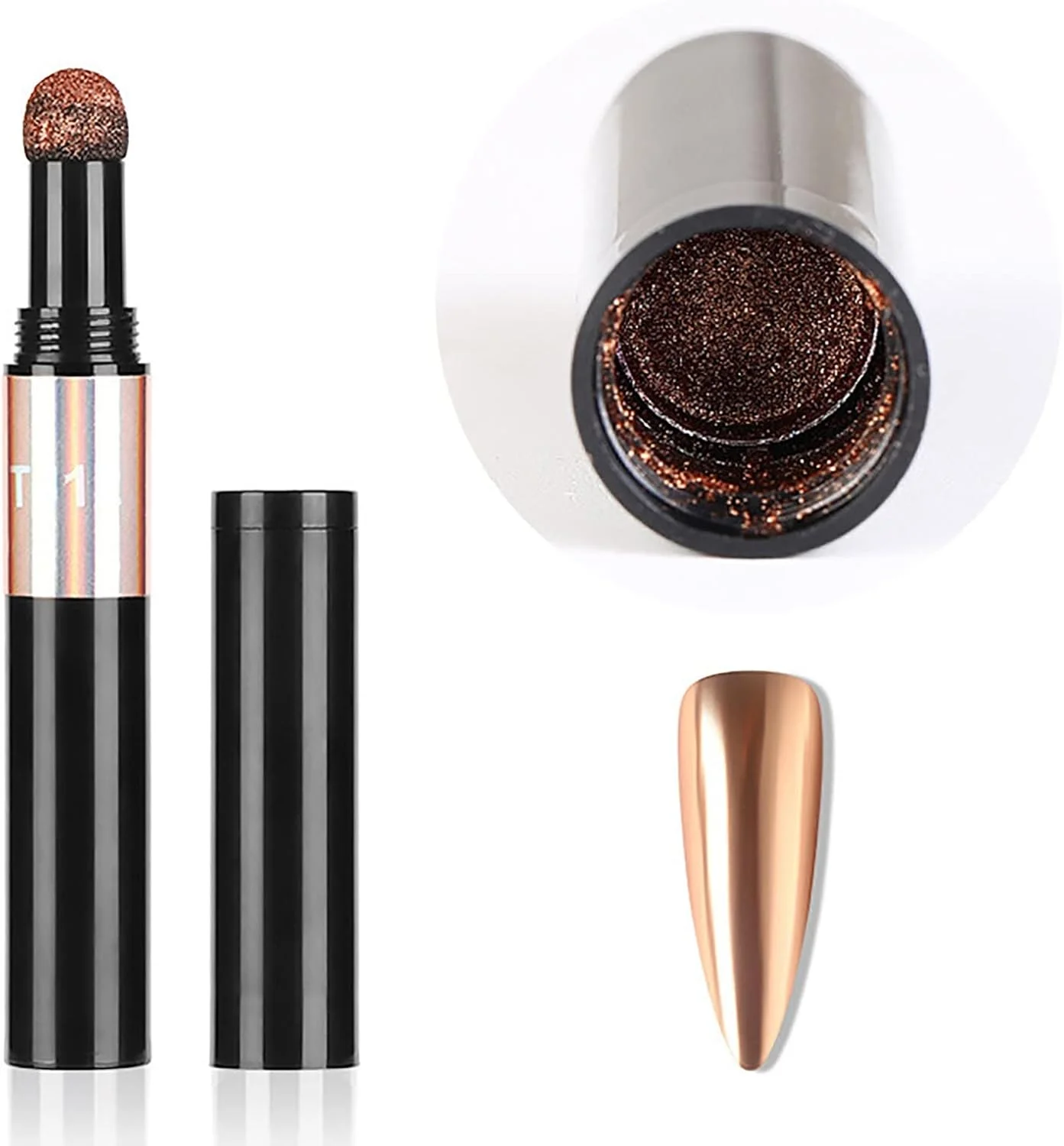 قلم پودر ناخن ۱۲ رنگ، پودر تیتانیوم، قلم ایر کوشن، قلم پودر آینه ای موج آب، ابزار مانیکور برای خانه و سالن ناخن (L)