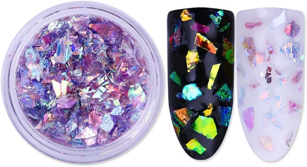 پودر ناخن لیزری هولوگرافیک 2.0 گرمی، هنر ناخن، پودر آینه‌ای کروم آفتاب‌پرست درخشان (بنفش)