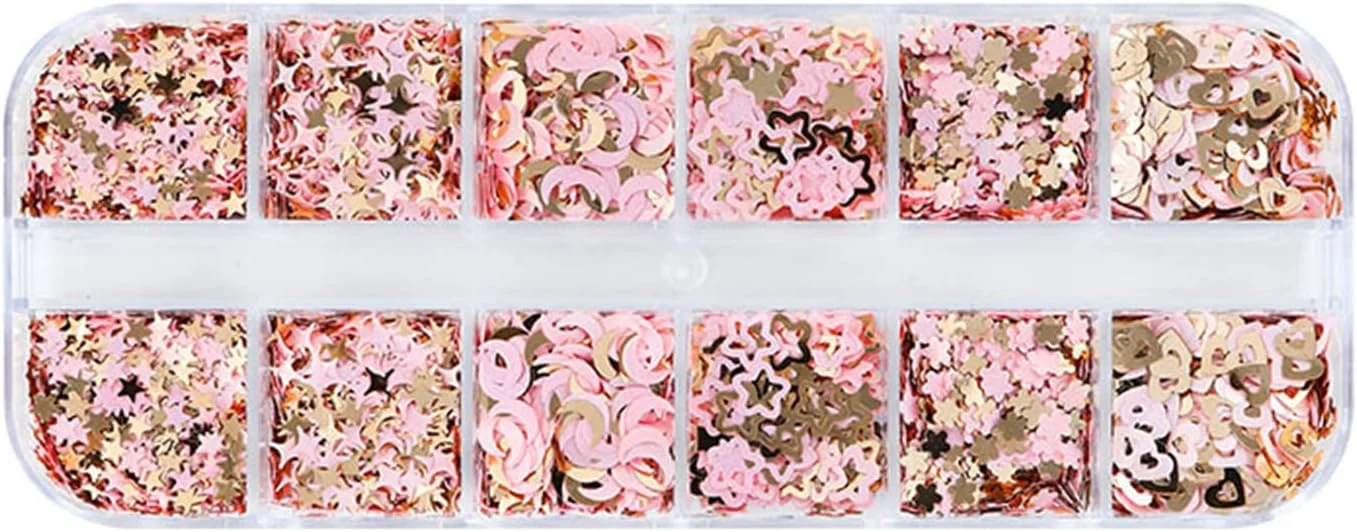 اکلیل ناخن پولکی ستاره قلب برچسب تزئینات رزینی پرکننده قالب لوازم هنری دست ساز پولک های هنری ناخن شکوفه گلبرگ رزین پرکننده قالب