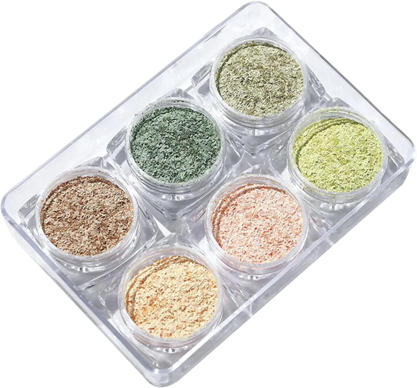 پودر طراحی ناخن ماکارون رنگارنگ بادوام و پر رنگدانه، پودر مخملی اکلیلی اره ای برای مانیکور، پودر جامد ناخن، 6 عدد در هر ست