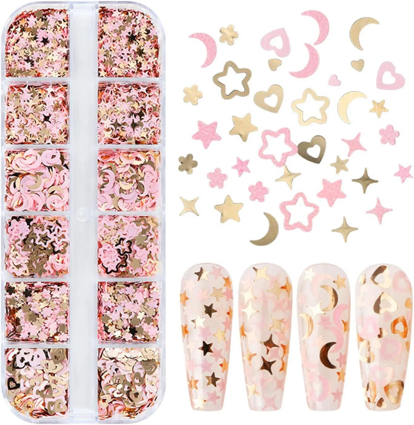 اکلیل ناخن پولکی ستاره قلب برچسب تزئینات رزینی پرکننده قالب لوازم هنری دست ساز پولک های هنری ناخن شکوفه گلبرگ رزین پرکننده قالب