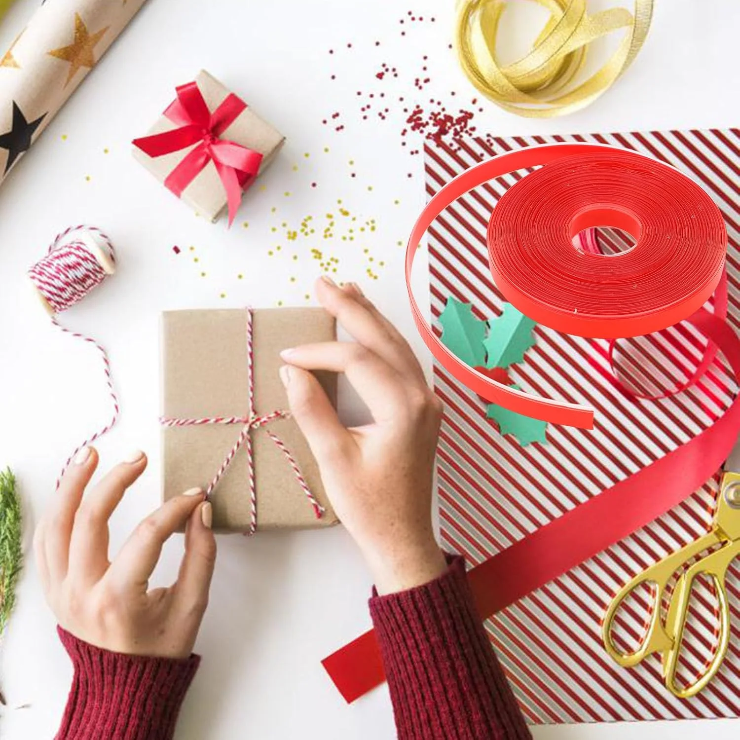 نوار چسب دو طرفه شفاف با چسبندگی قوی، 5 رول قرمز 20 متری، چسب ناخن برای نصب ناخن مصنوعی با پودر اکلیلی برای فیکس کردن فرش، دکور دیوار منزل و محل کار، صنایع دستی DIY