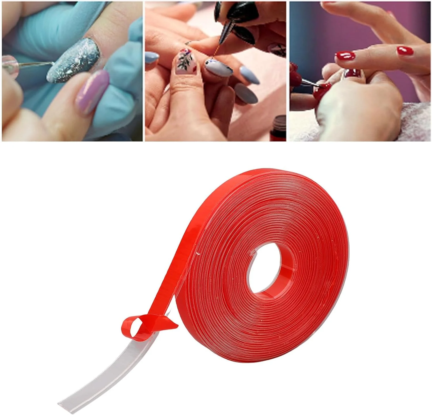 نوار چسب دو طرفه شفاف با چسبندگی قوی، 5 رول قرمز 20 متری، چسب ناخن برای نصب ناخن مصنوعی با پودر اکلیلی برای فیکس کردن فرش، دکور دیوار منزل و محل کار، صنایع دستی DIY