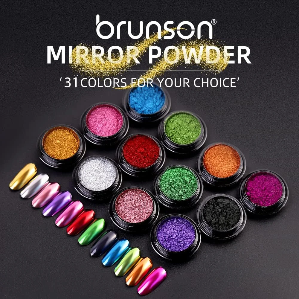 پودر کروم ناخن برونسون، پودر رنگدانه ای هولوگرافیک آرورا رنگین کمانی برای مانیکور ناخن، پودر براق کننده مرواریدی با درخشندگی بالا برای هنر ناخن، 1 گرم