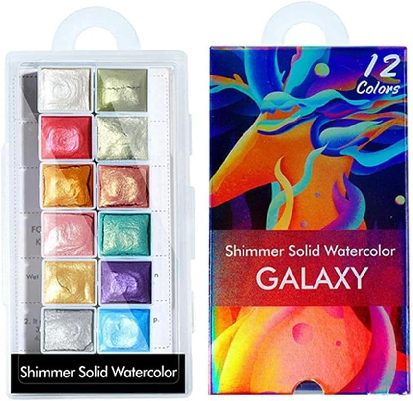 مجموعه رنگ های آبرنگی جامد ناخن، پودر رنگدانه ای براق صدفی، اکلیل های متالیک، لوازم جانبی طراحی ناخن