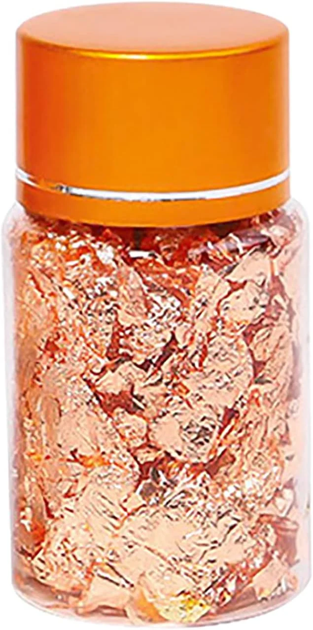 پولک ناخن، اکلیل فویل متالیک چیپ طراحی ناخن، پولک اکلیلی، اکلیل طلایی نقره ای برای تزئین ناخن (رزگلد)