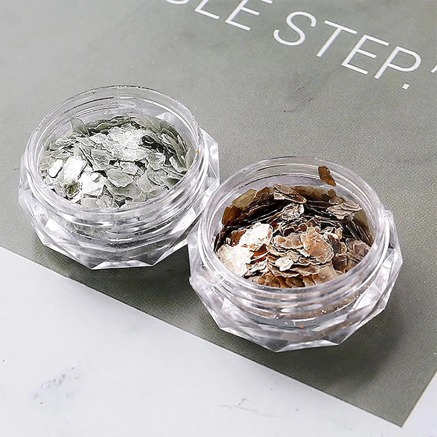 اکلیل ناخن - تزئین ناخن طرح صدف | مجموعه 6 عددی فویل اکلیل ناخن، پولک تزئینی ناخن برای طراحی ناخن (A)