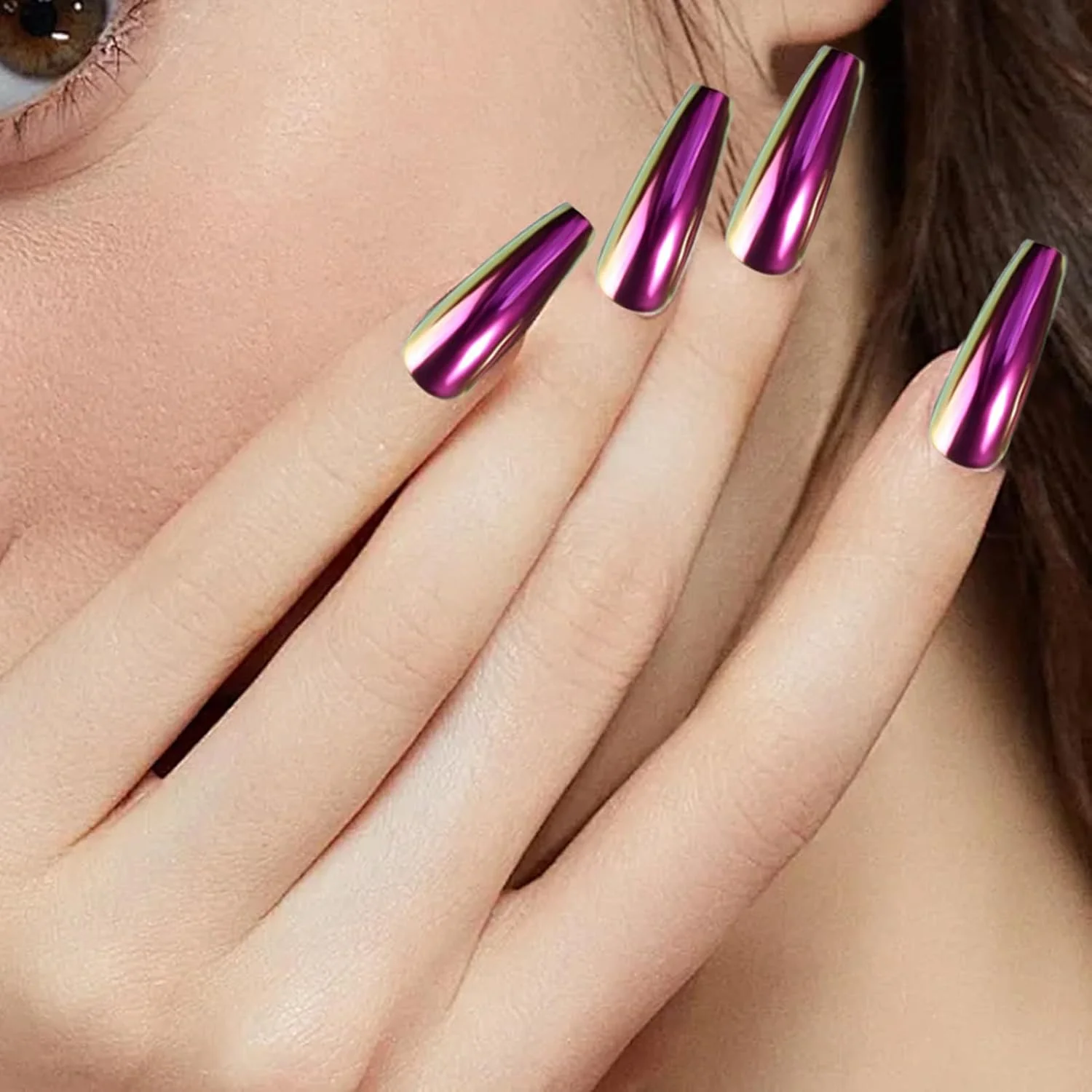 پودر کروم ناخن - پودر ژل اثر آینه ای | مجموعه 5 تایی تزئین ناخن مصنوعی براق برای خانه، لوازم جانبی هنر مانیکور