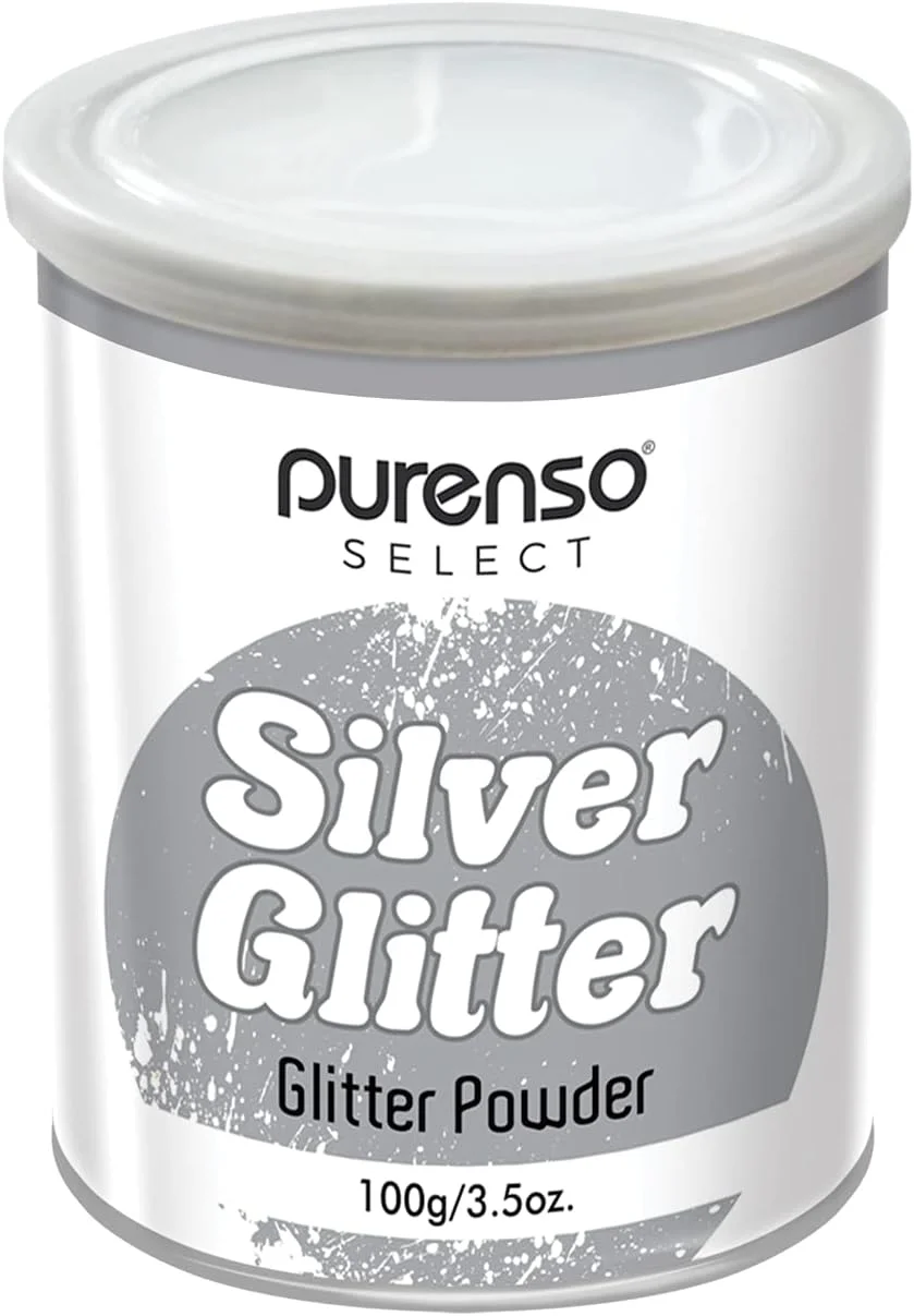 پورنسو سلکت - پودر اکلیل نقره ای، 100 گرم | مناسب برای ساخت صابون، شمع، برق لب، ناخن، بمب حمام، صنایع دستی هنری، رزین