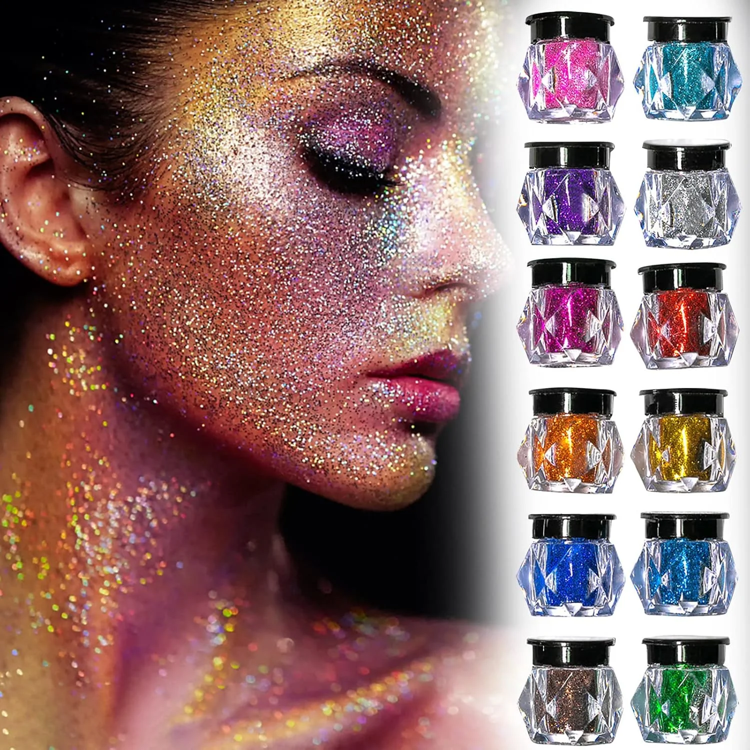 اکلیل فوق العاده ظریف، اکلیل ناخن اکریلیک، اکلیل اسلایم ظریف برای هنر و صنایع دستی، پودر اکلیل آرایشی برای صورت، بدن، چشم، مو، هنر ناخن، لب، کارت سازی، کاردستی، دفترچه یادداشت (A)