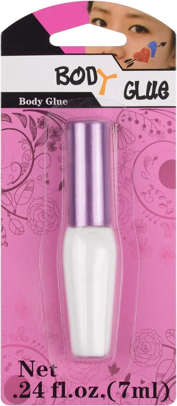 چسب رنگ بدن Gegong، چسب پودر اکلیلی خالکوبی موقت، چسب نقاشی بدن صورت ابرو مو ناخن (7 میلی لیتر)