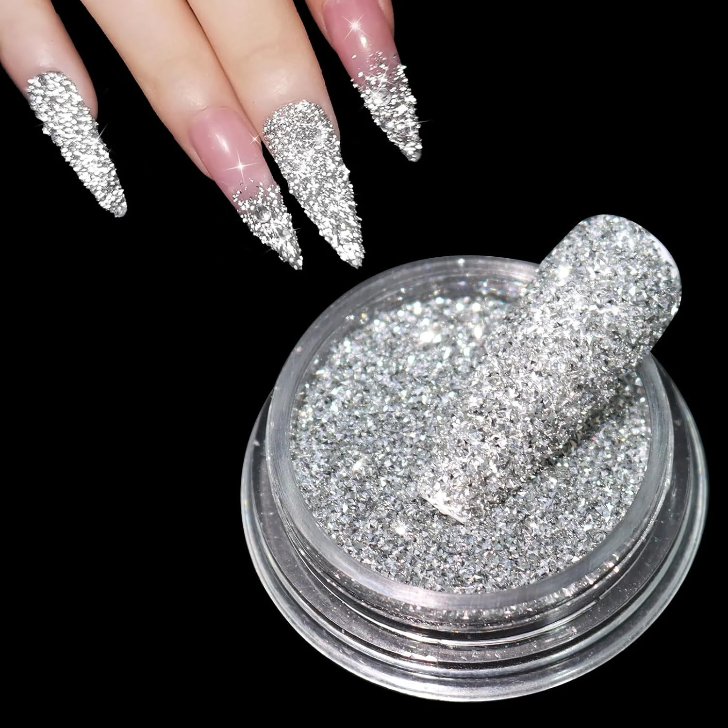 پودر درخشان ناخن طرح الماس نقره ای 1.5 گرمی
