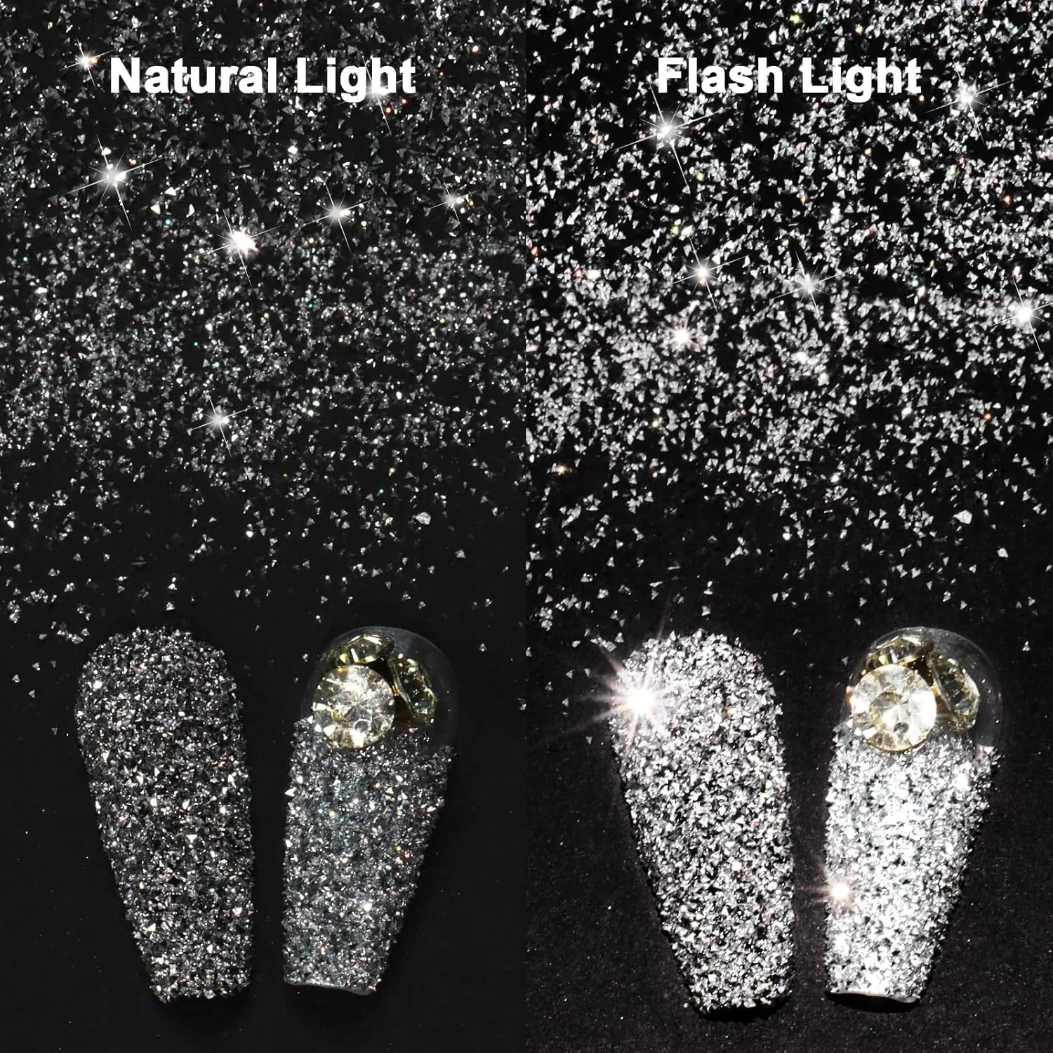 پودر درخشان ناخن طرح الماس نقره ای 1.5 گرمی