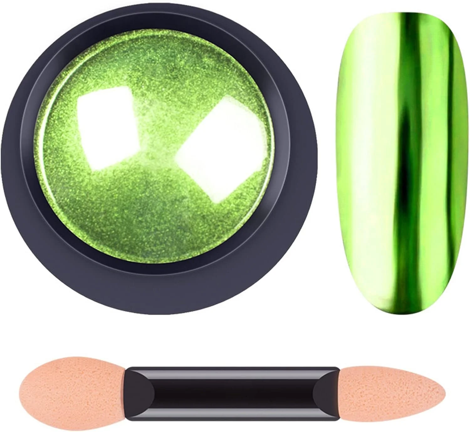 پودر کروم ناخن - پودر پیگمنت کروم هولوگرافیک 12 رنگ، افکت آینه ای هولوگرافیک، پودر چند منظوره براق برای طراحی ناخن در سالن و منزل به همراه ابزار اسفنجی (D)