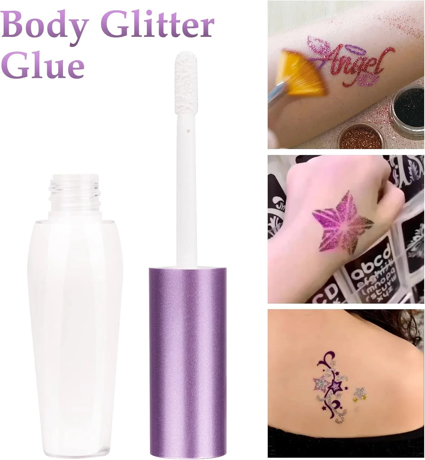 چسب رنگ بدن Gegong، چسب پودر اکلیلی خالکوبی موقت، چسب نقاشی بدن صورت ابرو مو ناخن (7 میلی لیتر)